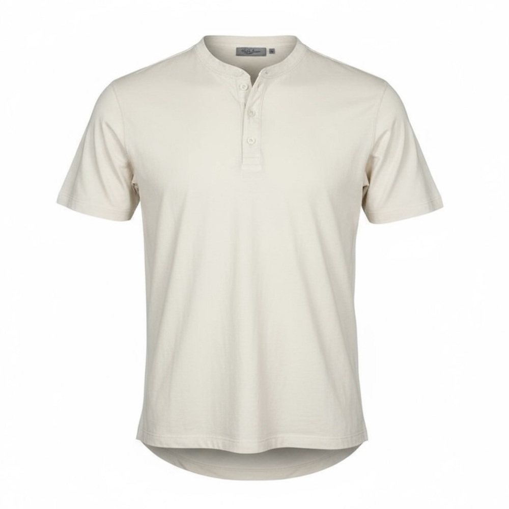 🧵 Ralph Lauren Men’s Cream Henley Shirt Sz M 👕 Vintage Tag Pullover Tee